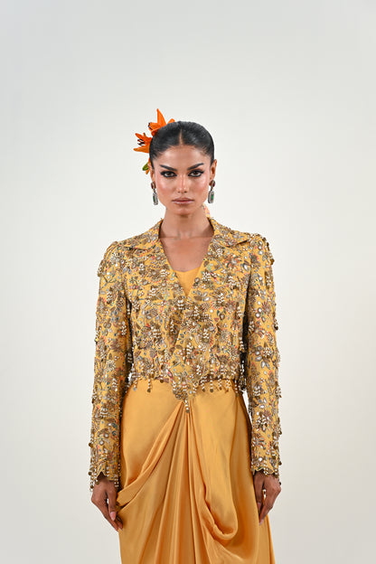 M EMBROIDERED JACKET DHOTI SET