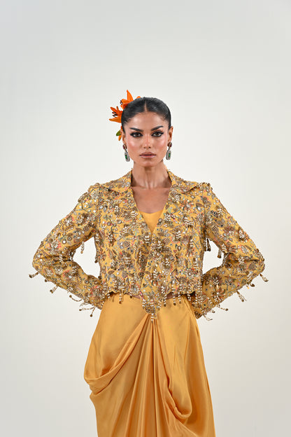 M EMBROIDERED JACKET DHOTI SET