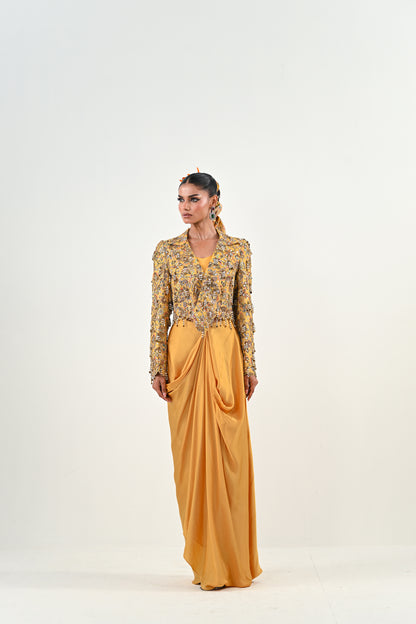 M EMBROIDERED JACKET DHOTI SET