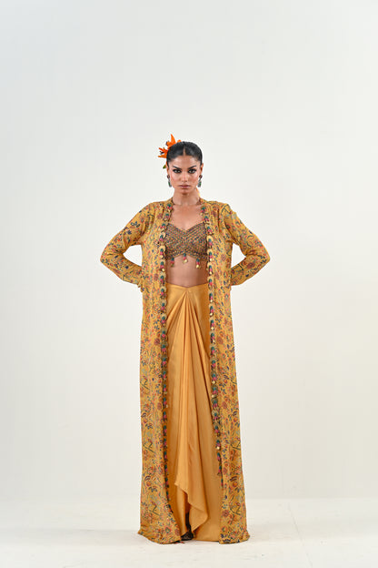M YELLOW DHOTI WITH EMBROIDERED JACKET