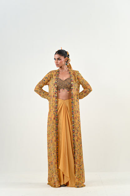 M YELLOW DHOTI WITH EMBROIDERED JACKET