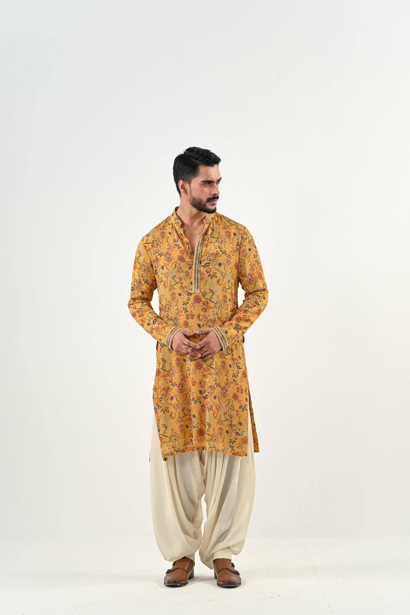 M HIGHLIGHTED KURTA WITH COWL PANTS