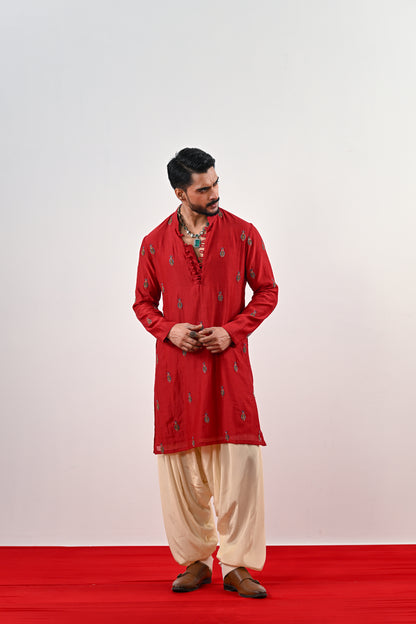 S EMBROIDERED KURTA SET WITH COWL PANTS