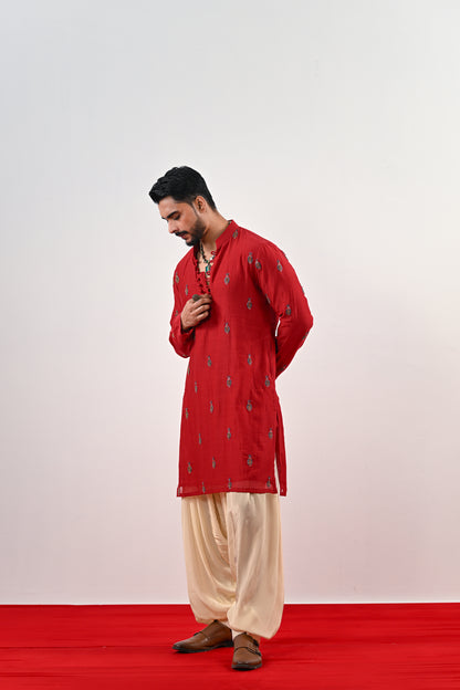 S EMBROIDERED KURTA SET WITH COWL PANTS