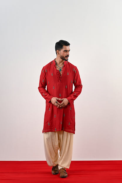 S EMBROIDERED KURTA SET WITH COWL PANTS