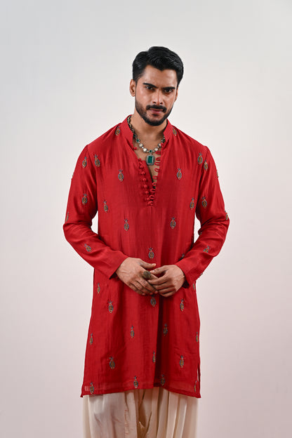 S EMBROIDERED KURTA SET WITH COWL PANTS