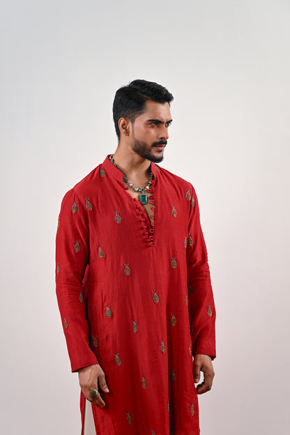 S EMBROIDERED KURTA SET WITH COWL PANTS