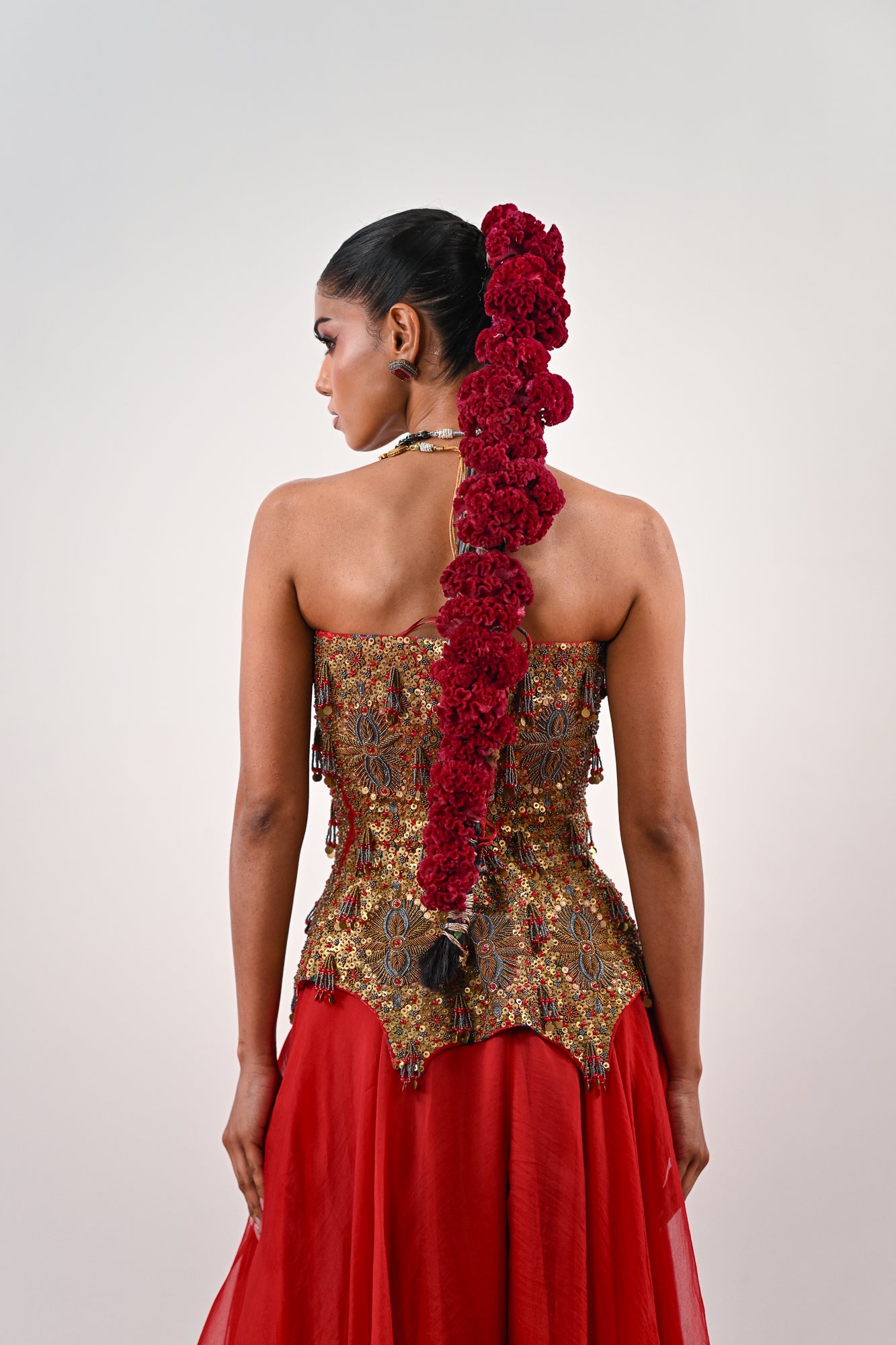 S FLARED PANT WITH EMBROIDERED CORSET