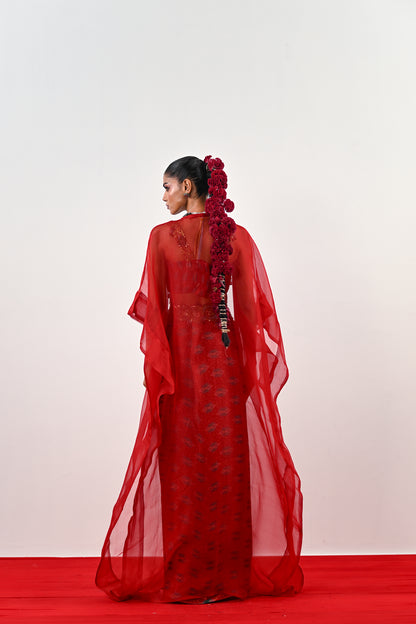 S DHOTI SET WITH EMBROIDERED BLOUSE AND ORGANZA JACKET