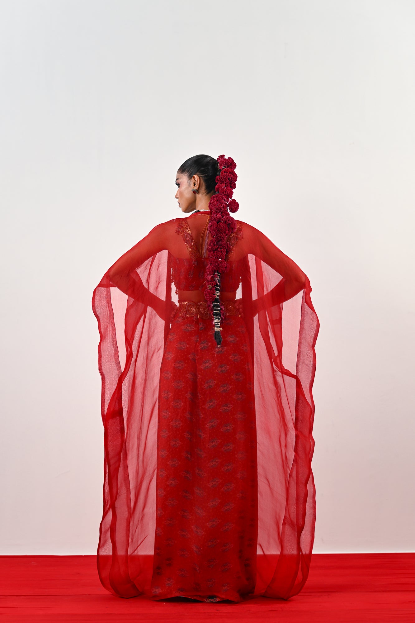 S DHOTI SET WITH EMBROIDERED BLOUSE AND ORGANZA JACKET