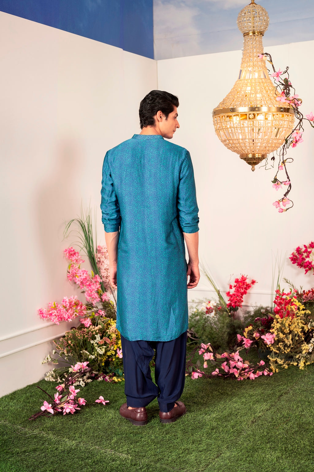 Our Sea Kurta Paired with Cowl Pants