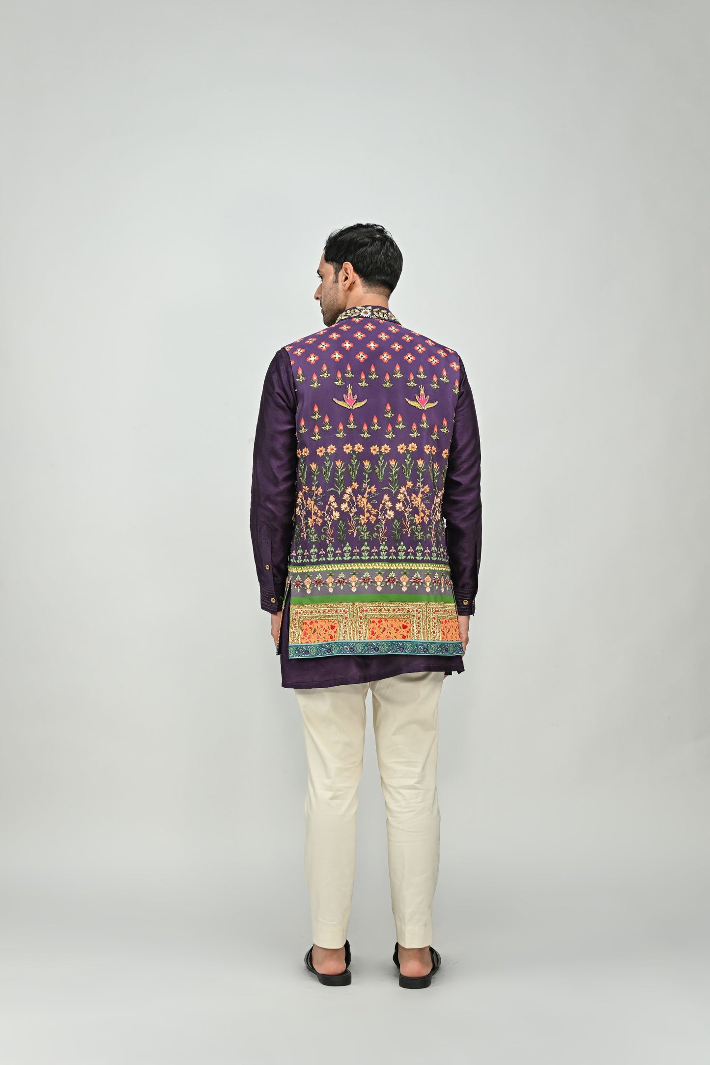 PLUM PRINTED HIGHLIGHTED HALF JACKET /FULL SET