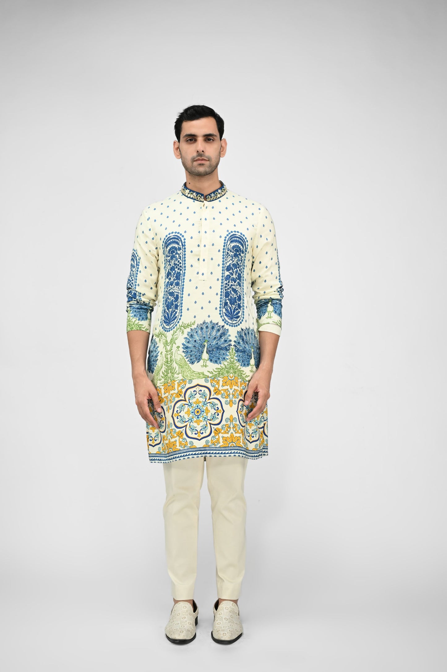 Royal Peacock Printed Kurta