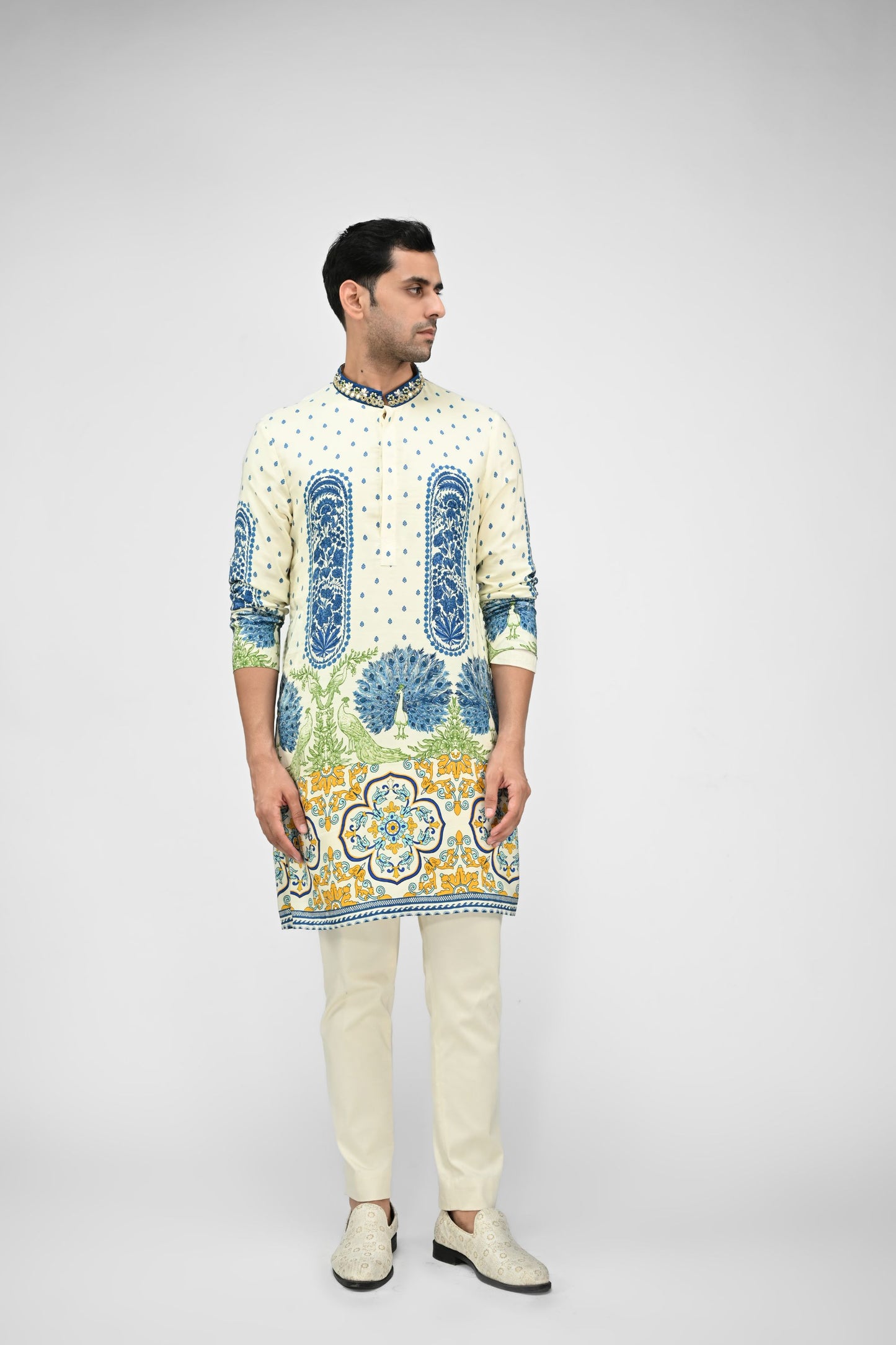 Royal Peacock Printed Kurta