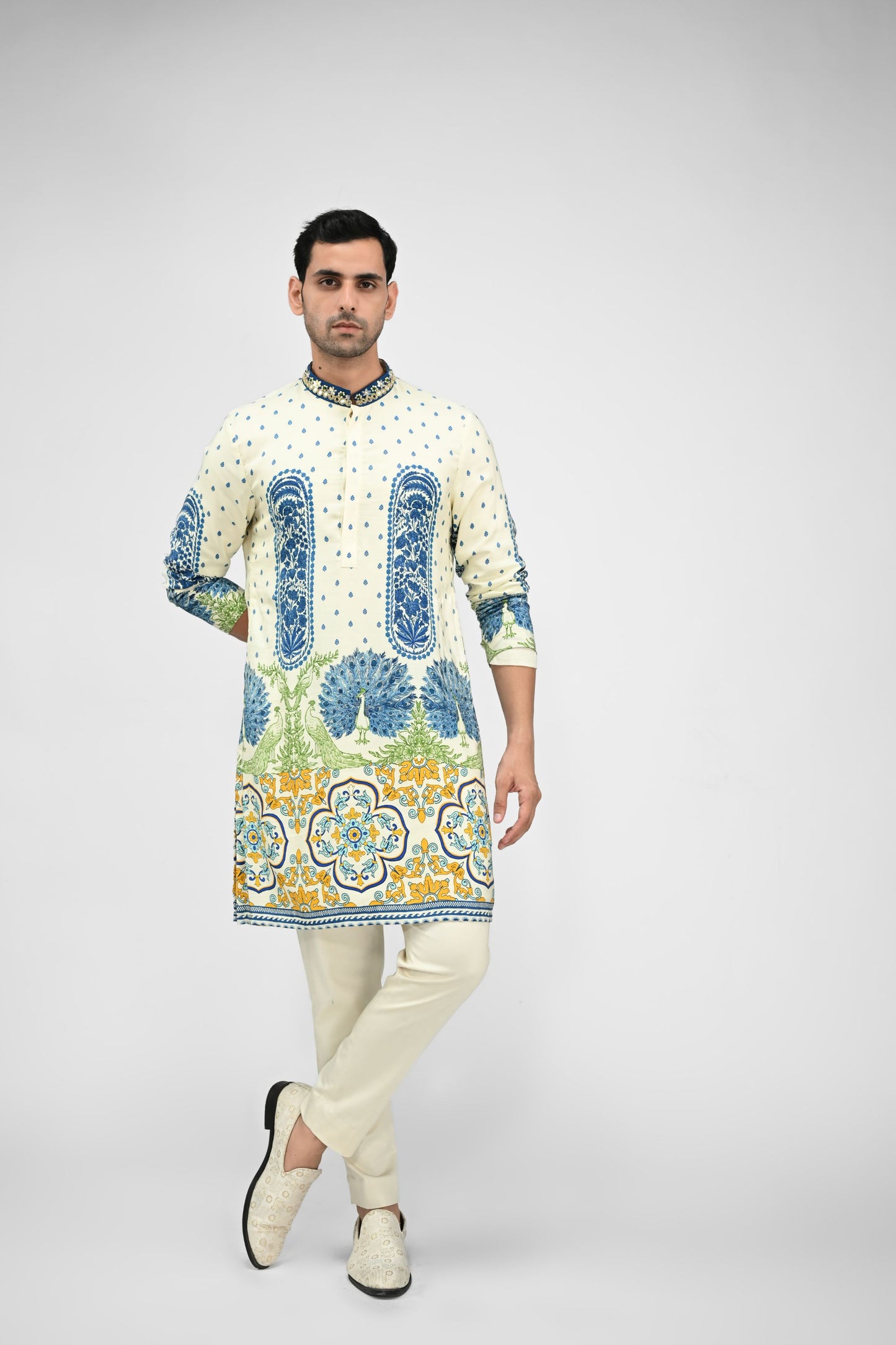 Royal Peacock Printed Kurta