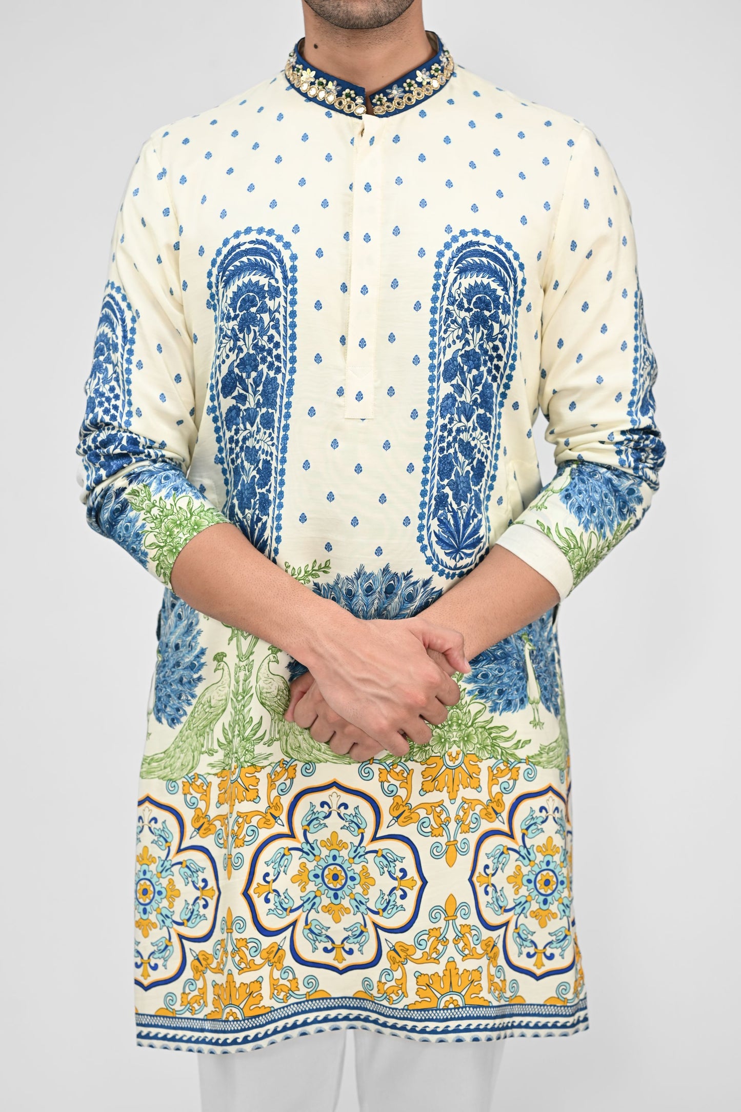 Royal Peacock Printed Kurta