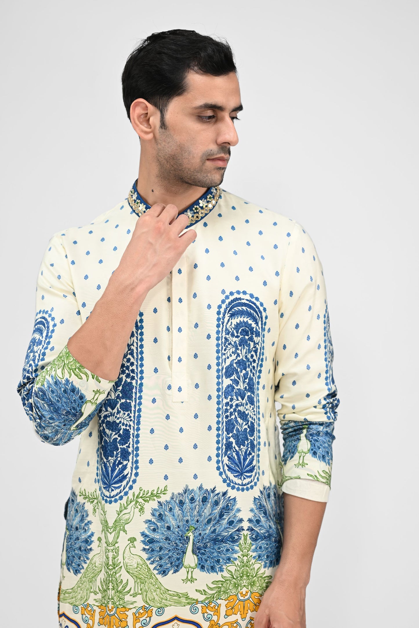 Royal Peacock Printed Kurta