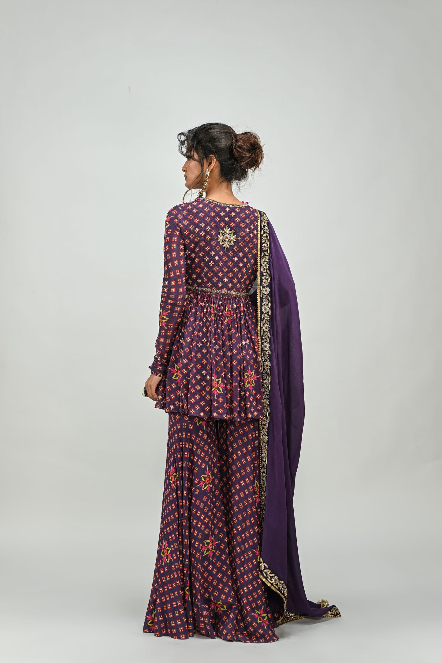PLUM HIGHLIGHTED SHARARA SET WITH DUPATTA
