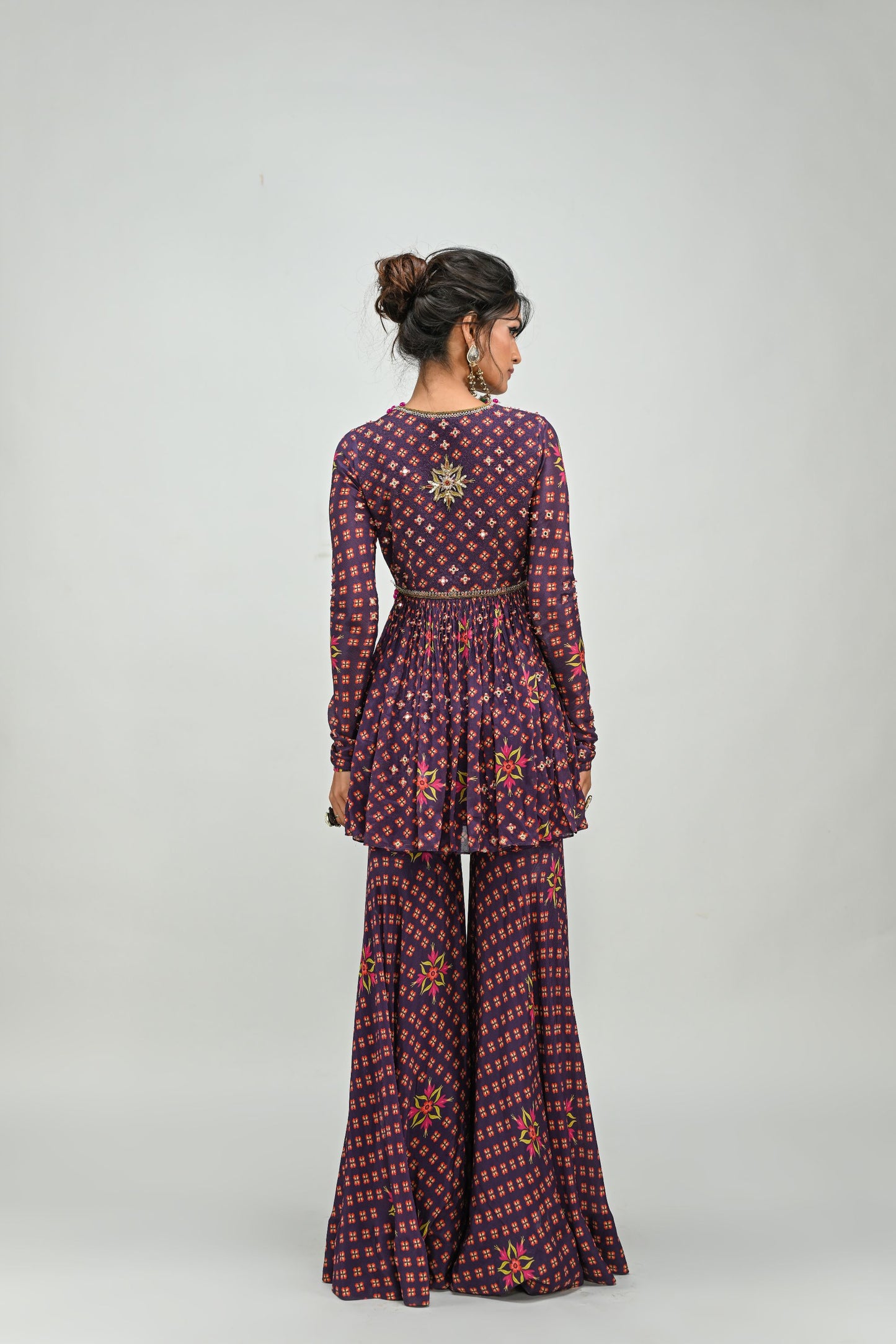 PLUM HIGHLIGHTED SHARARA TOP SET