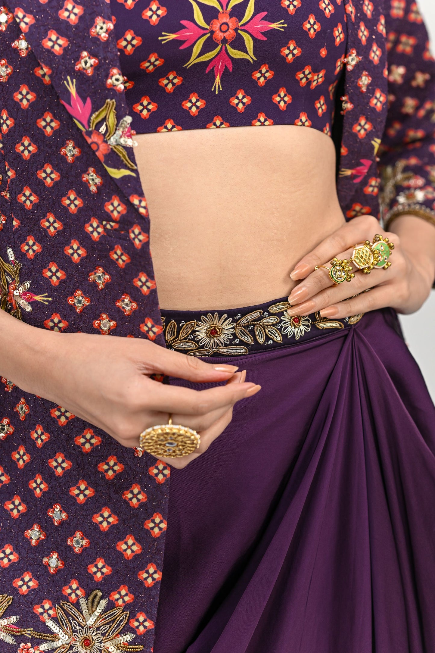 PLUM BADLA BLAZER DHOTI SET