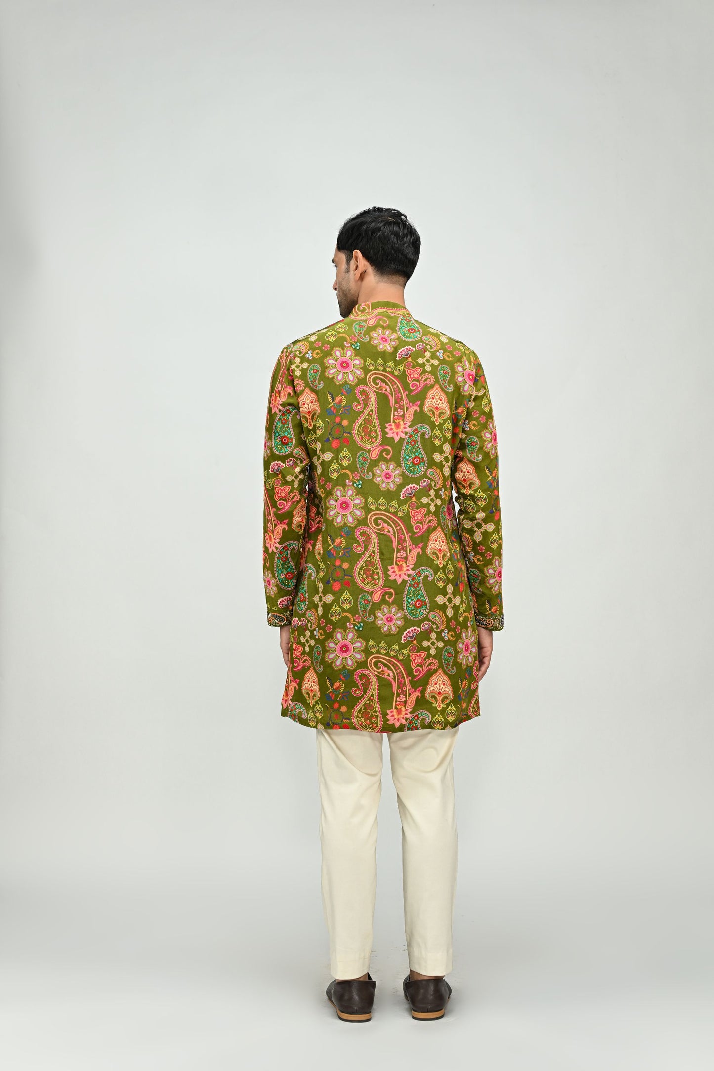 OLIVE SHORT KURTA /FULL SET