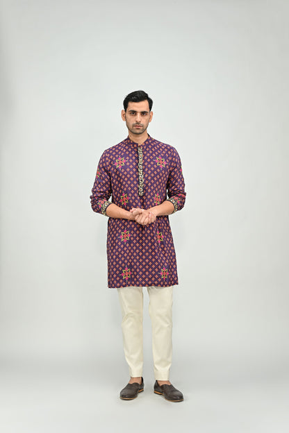 PLUM SHORT KURTA /FULL SET