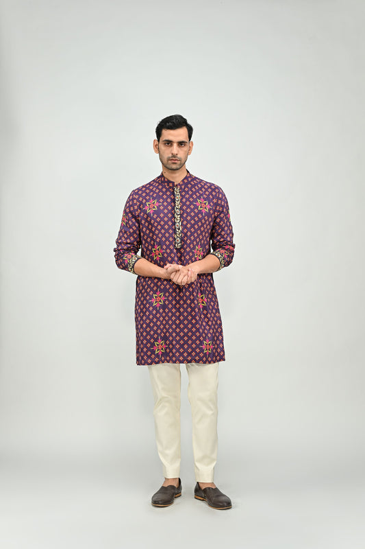 PLUM SHORT KURTA /FULL SET