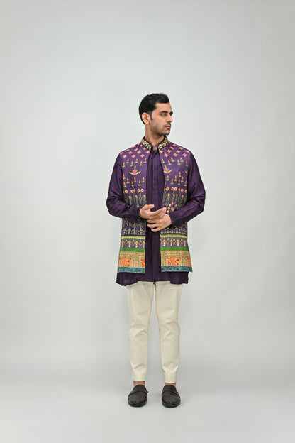 PLUM PRINTED HIGHLIGHTED HALF JACKET /FULL SET