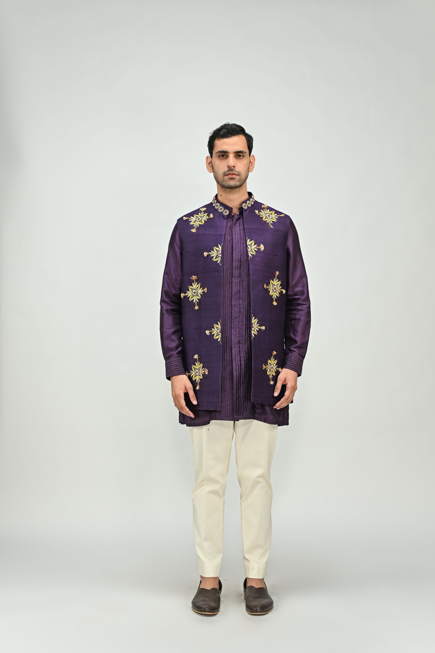 PLUM BUTTA HALF JACKET KURTA PANT SET