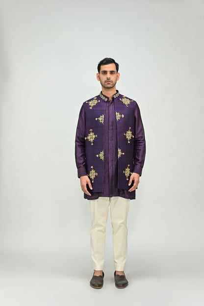 PLUM BUTTA HALF JACKET KURTA PANT SET