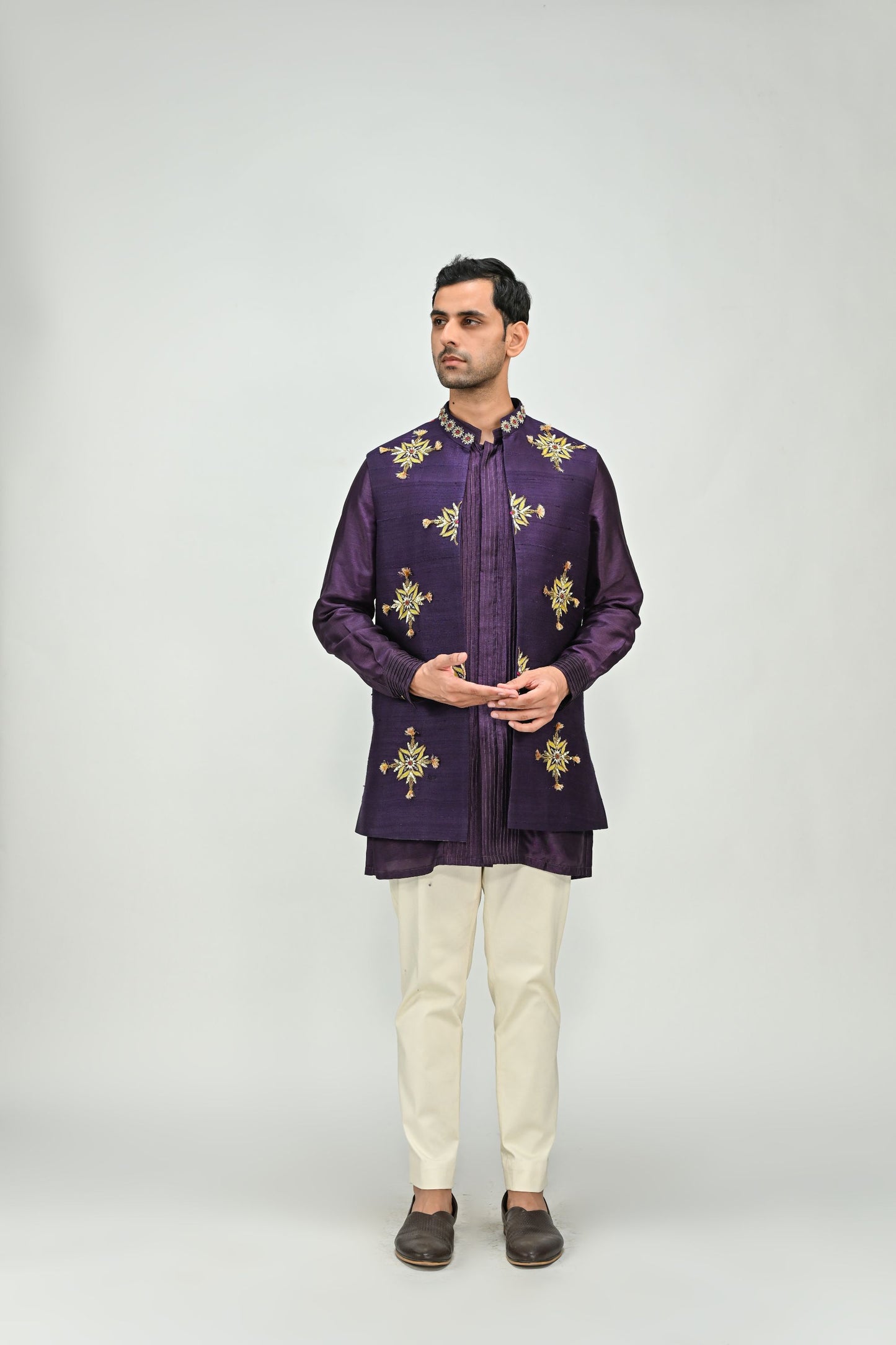 PLUM BUTTA HALF JACKET KURTA PANT SET