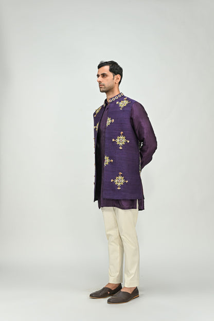 PLUM BUTTA HALF JACKET KURTA PANT SET