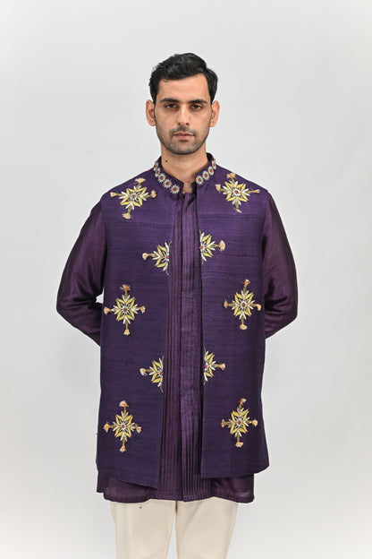 PLUM BUTTA HALF JACKET KURTA PANT SET