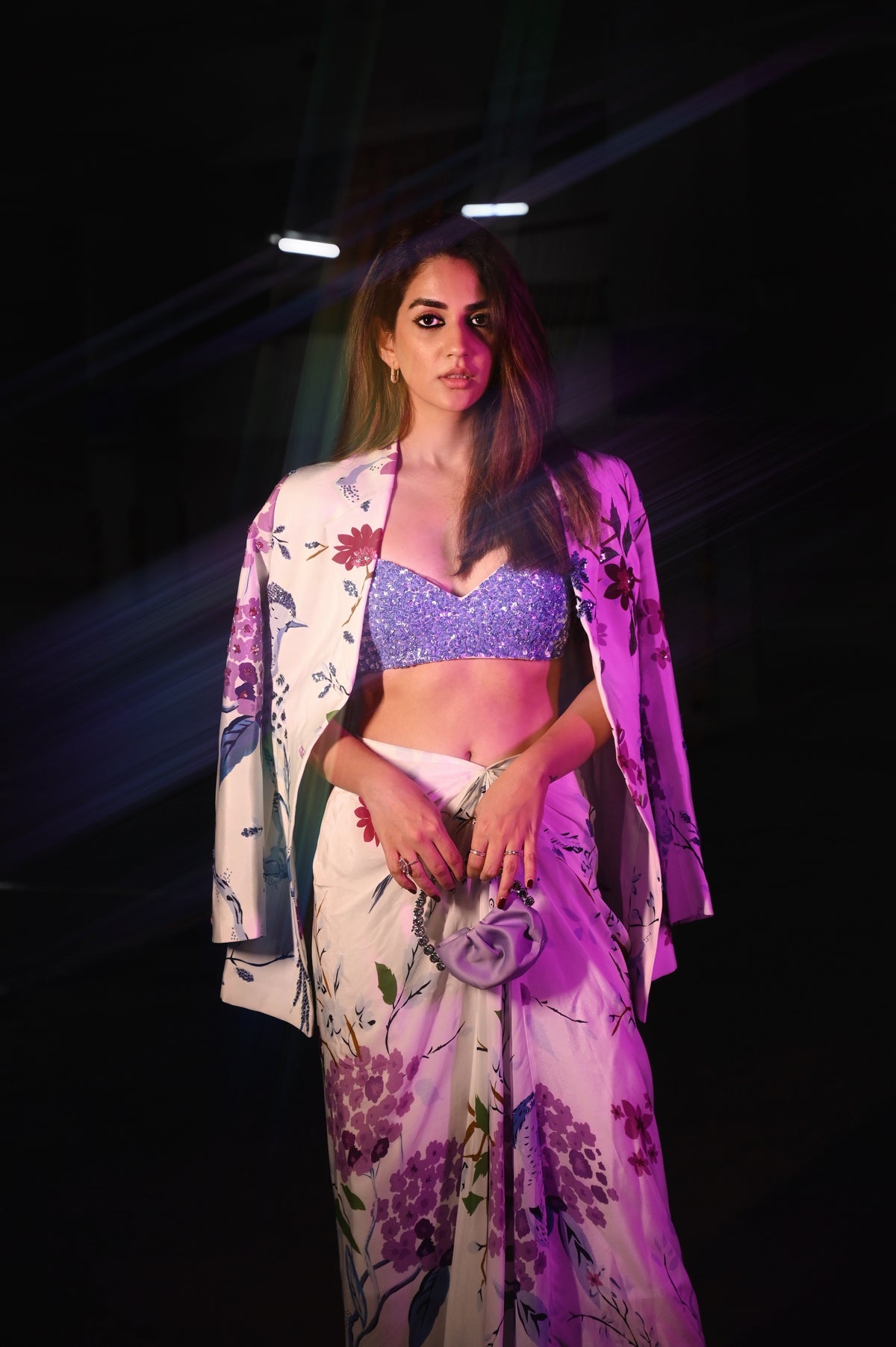 our bloom print dhoti blazer with sequin bralette