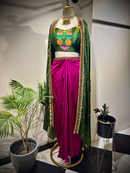 Rani printed dhoti cape set