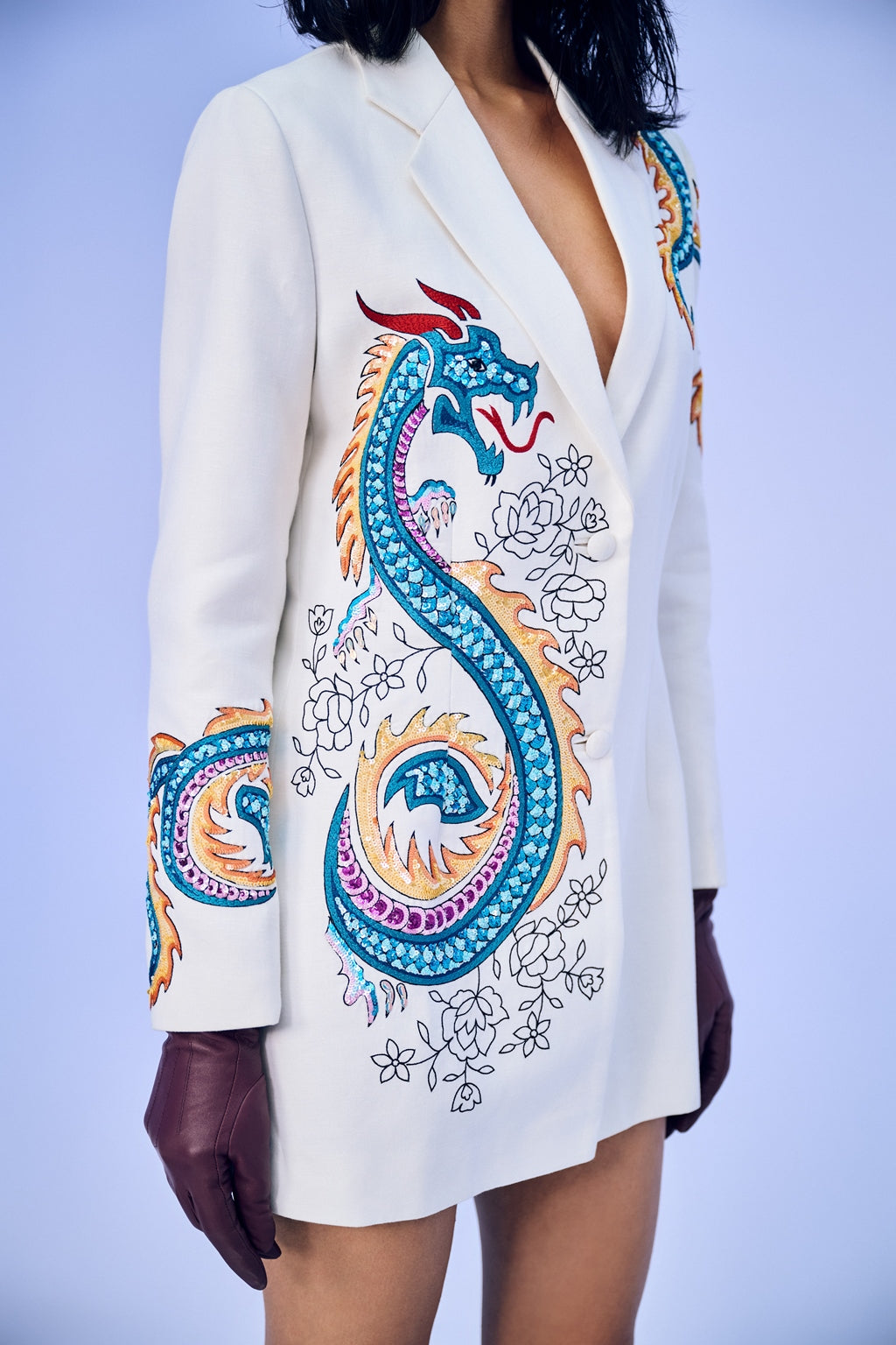 White Dragon Blazer Dress