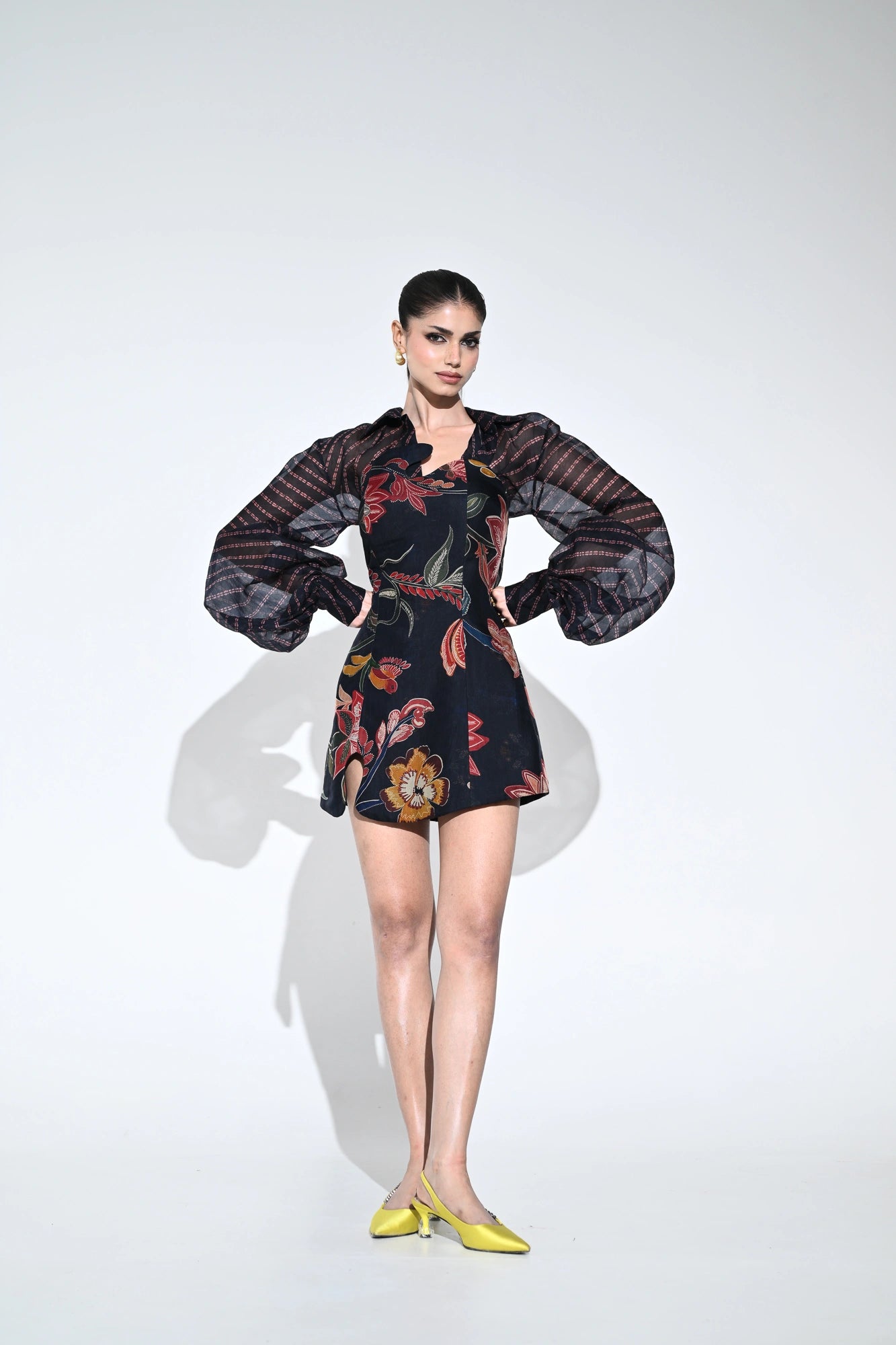 OLIVE BLOOM EMBROIDERED DRESS