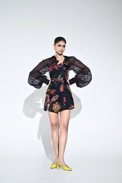 OLIVE BLOOM EMBROIDERED DRESS