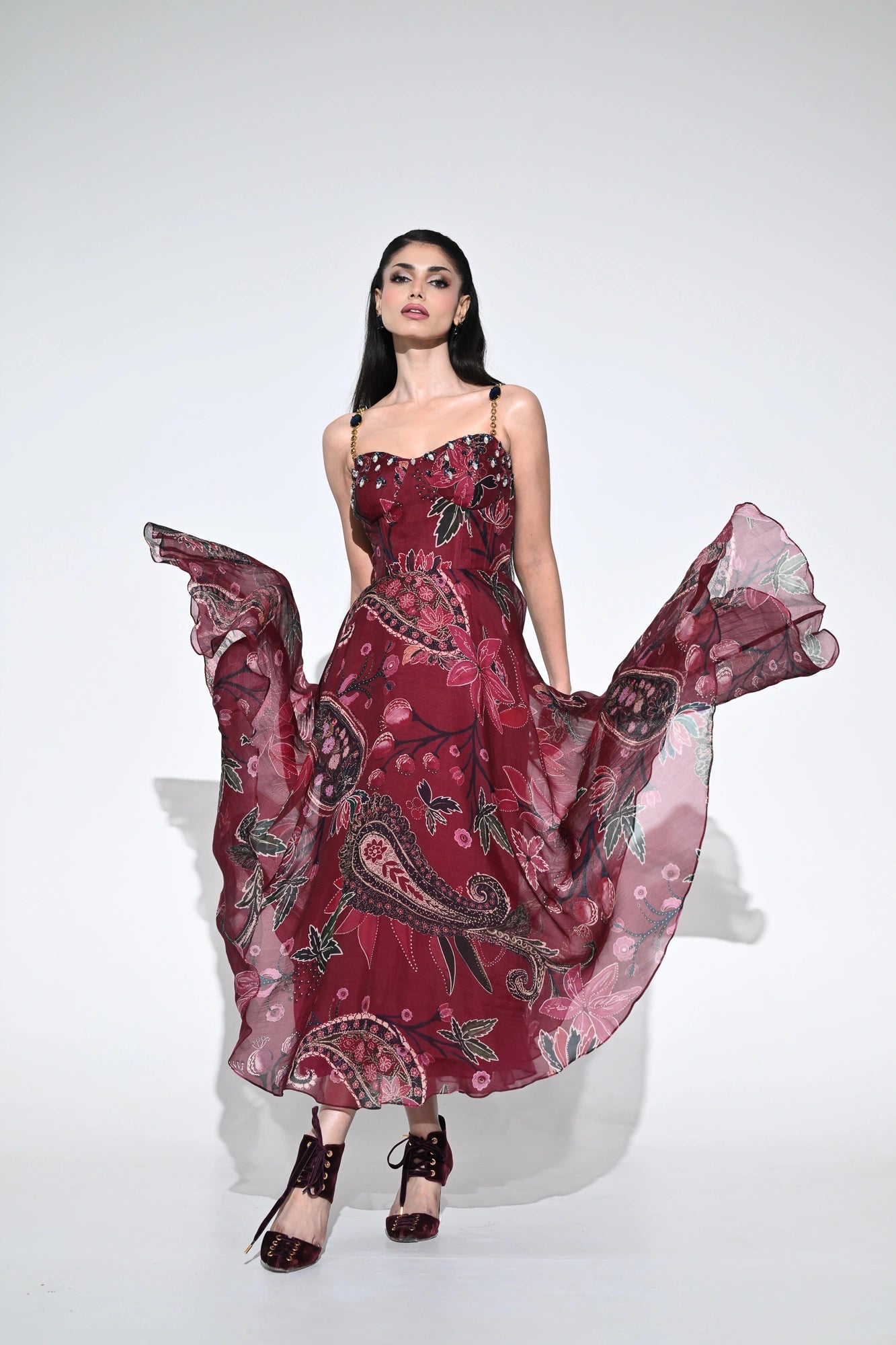 BURNT PINK  MIDI CORSET DRESS