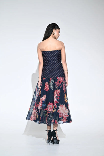 COBALT DESIRE MIDI CORSET DRESS