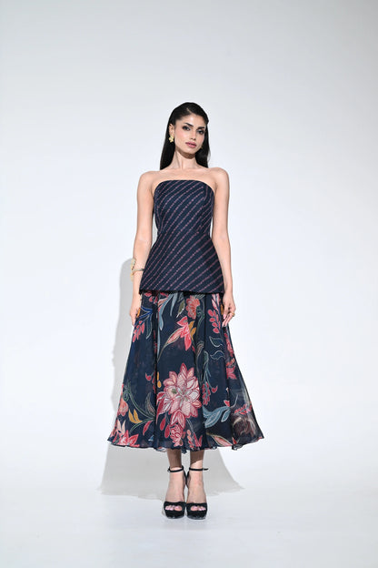 COBALT DESIRE MIDI CORSET DRESS