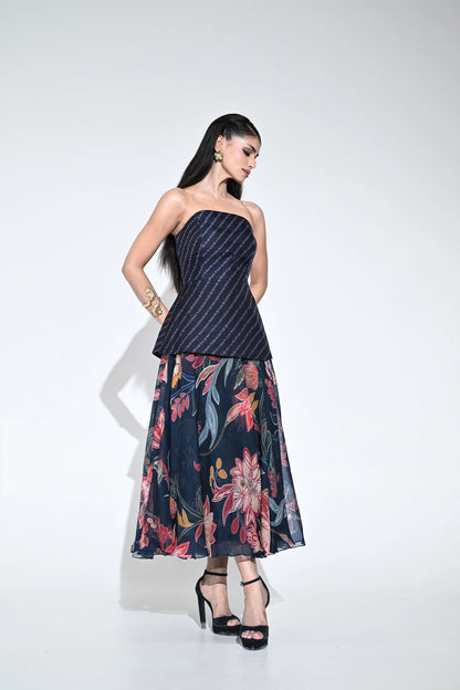 COBALT DESIRE MIDI CORSET DRESS