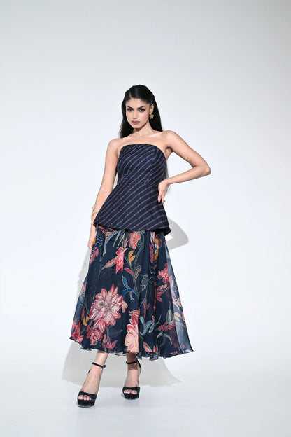 COBALT DESIRE MIDI CORSET DRESS