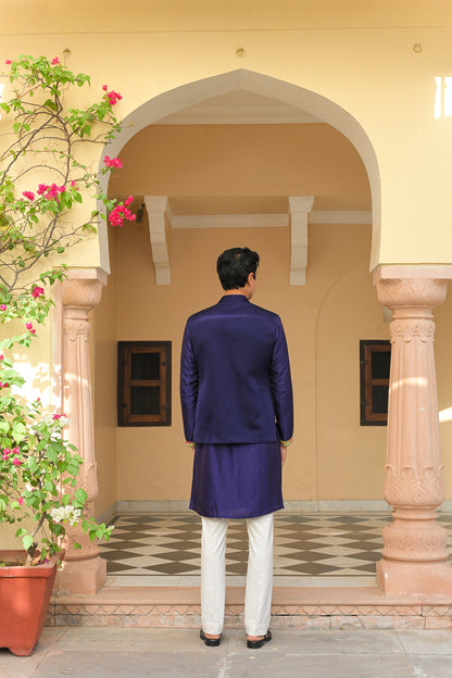 PAISLEY PATCH BUNDI KURTA JACKET PANT SET