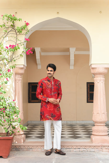 SCARLET BLOOM KURTA PAIREDWITH STRAIGHT PANTS