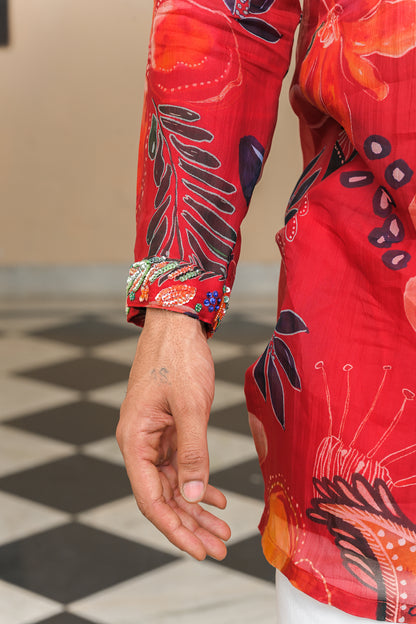 SCARLET BLOOM KURTA PAIREDWITH STRAIGHT PANTS