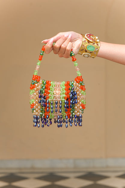OLIVE BLOOM CRYSTAL TASSEL POTLI