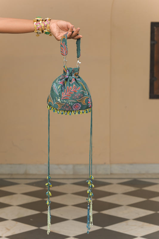 IRIS MIST THREAD WORK HIGHLIGHT POTLI