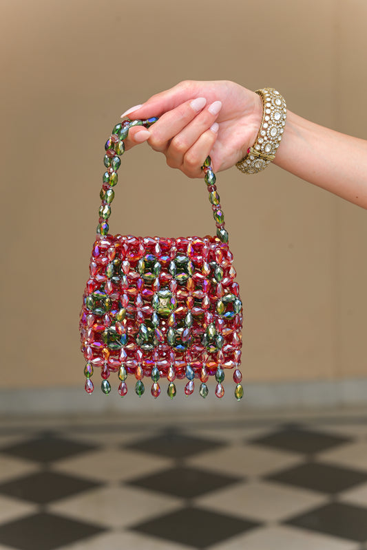 MOSS BLOOM CRYSTAL TASSEL POTLI