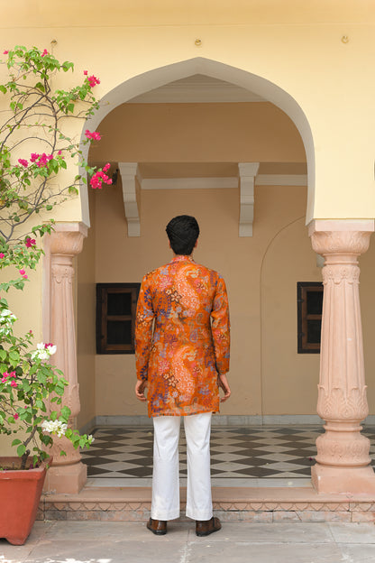 AMBER BLOOM V NECK KURTA PAIRED WITH. STRAIGHT PANTS